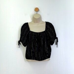 Express - Off The Shoulder Rainbow Stripe Black Crop Top Size Small
